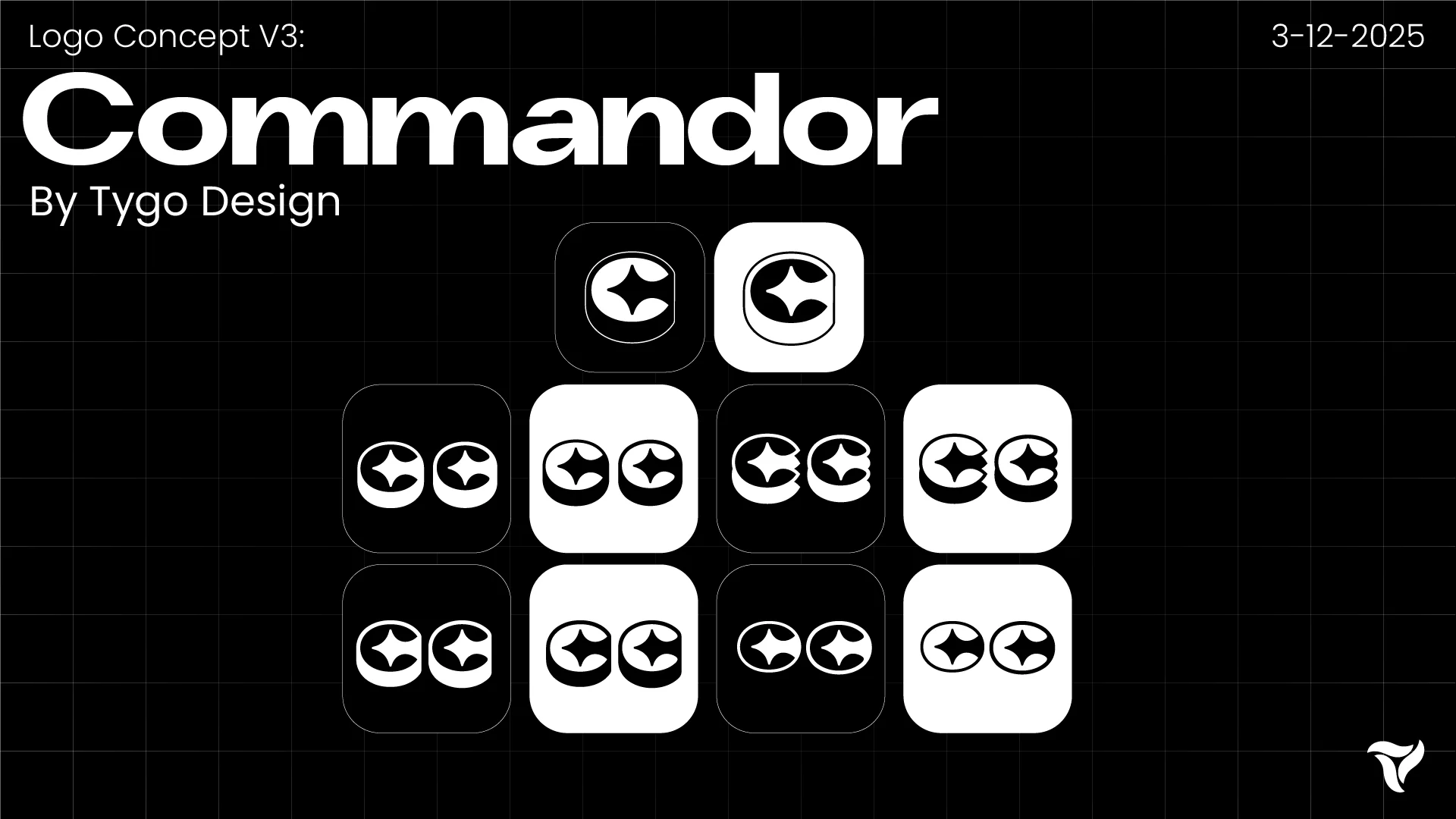 Commandor derde logo concept met compacte C-varianten