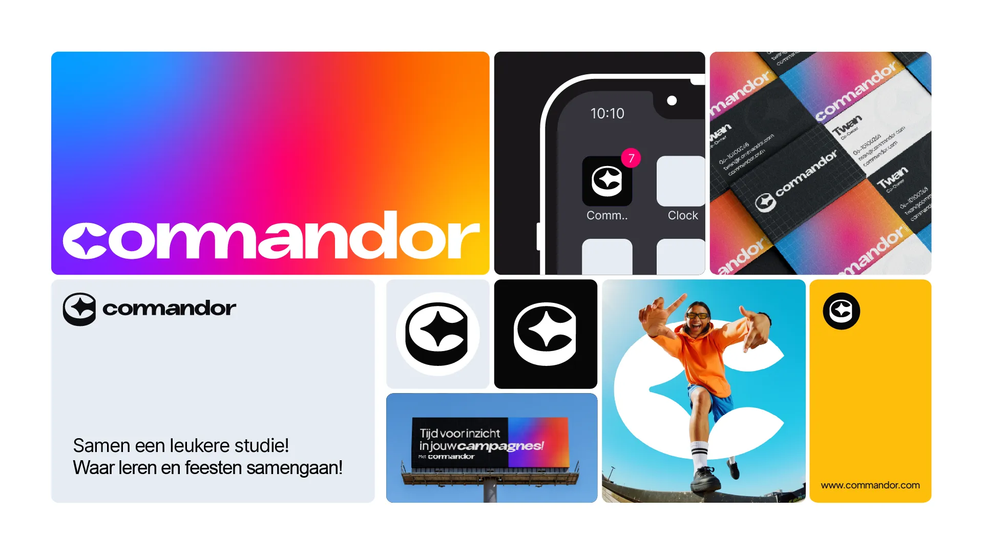 Commandor merkvoorbeelden met website, social en fotografie