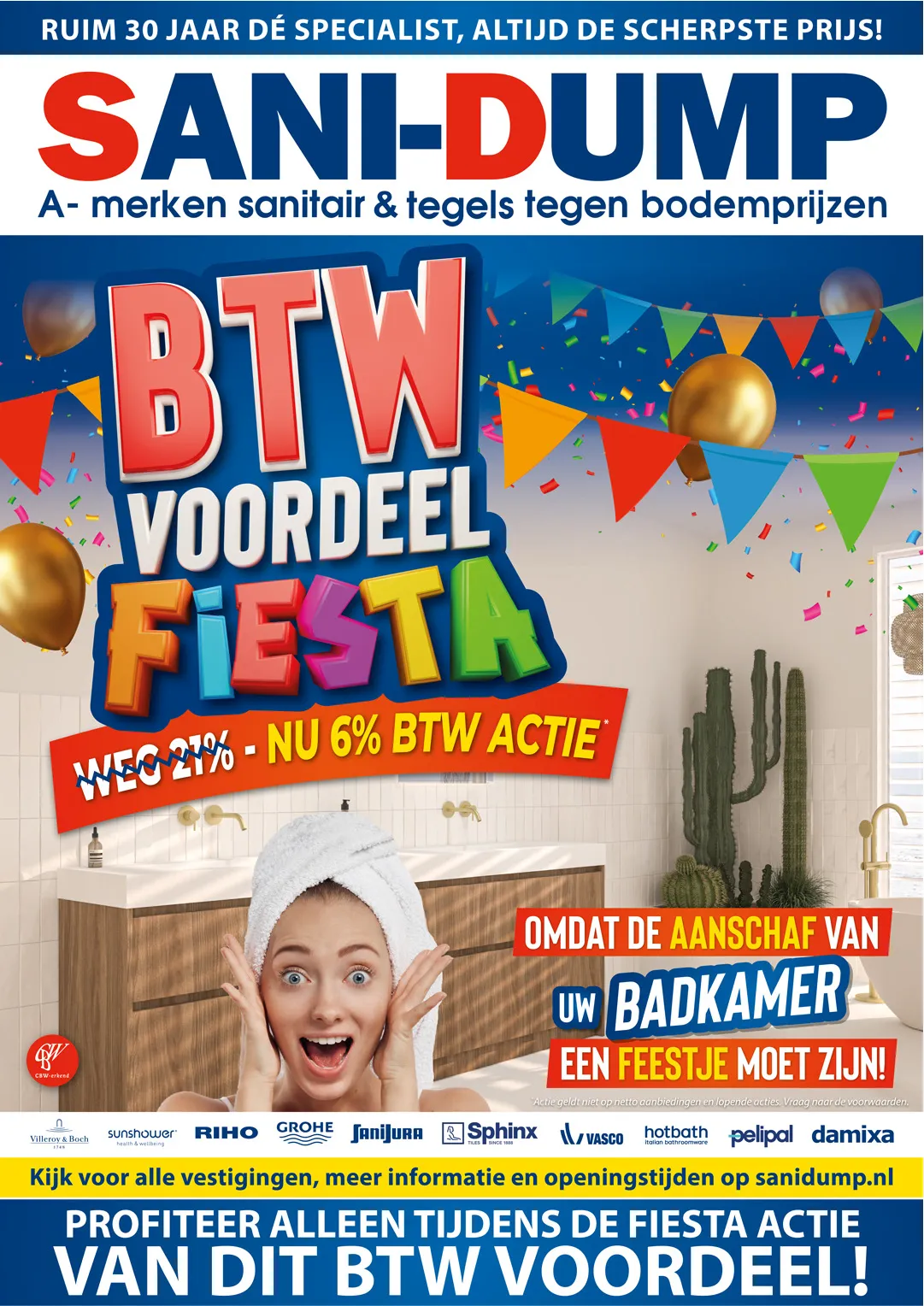 FG-Groep Sani-Dump btw voordeel feest campagneposter