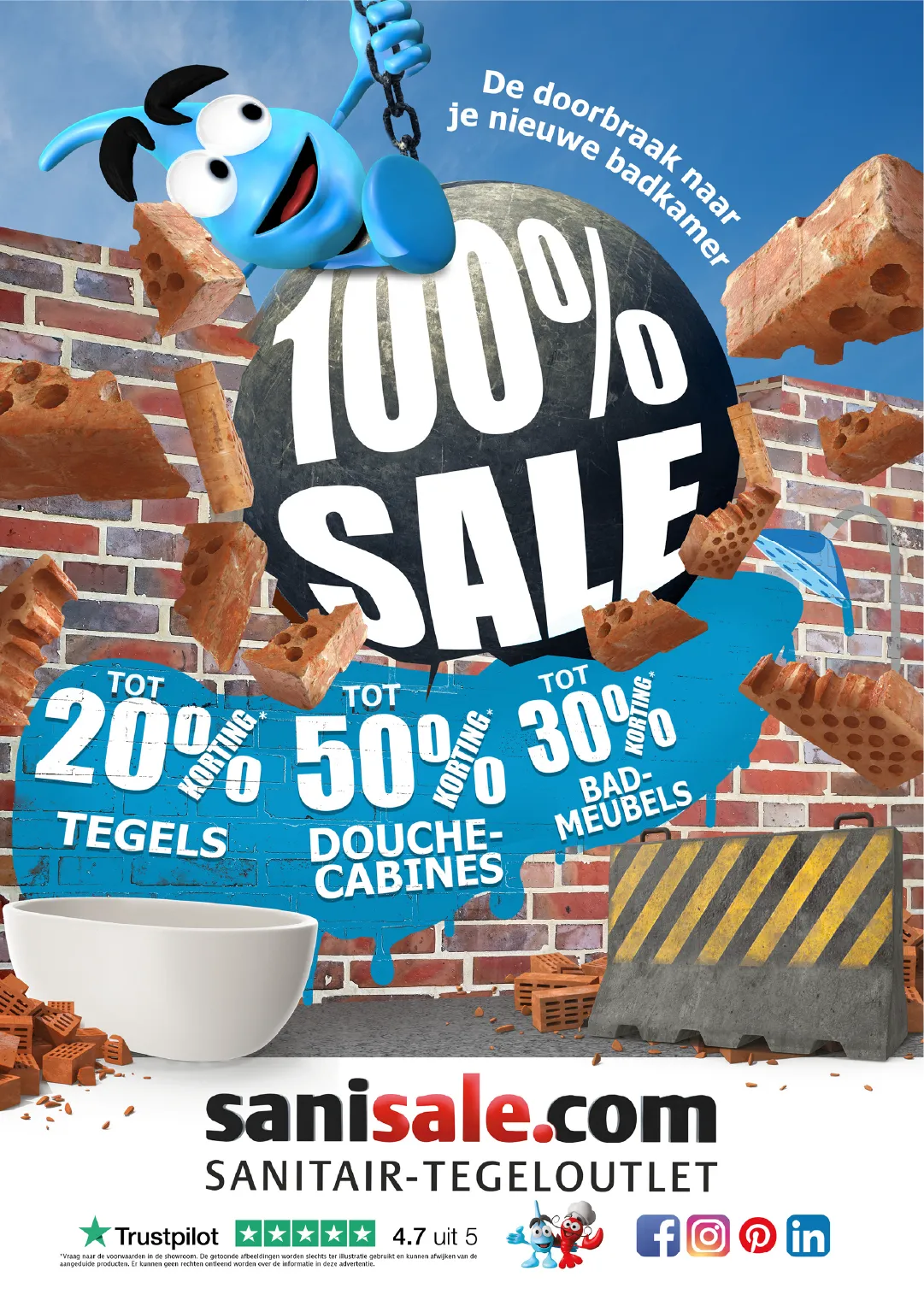 FG-Groep Sani-sale 100 procent sale campagne met mascotte