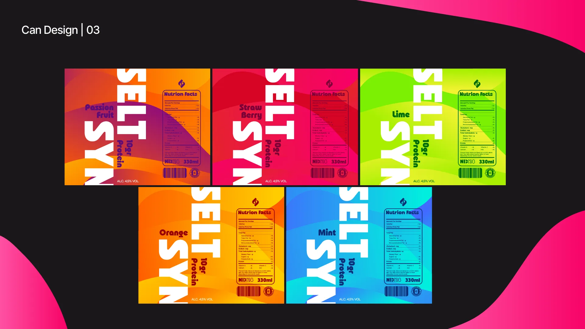 Seltsyn blikverpakkingen in vier smaken