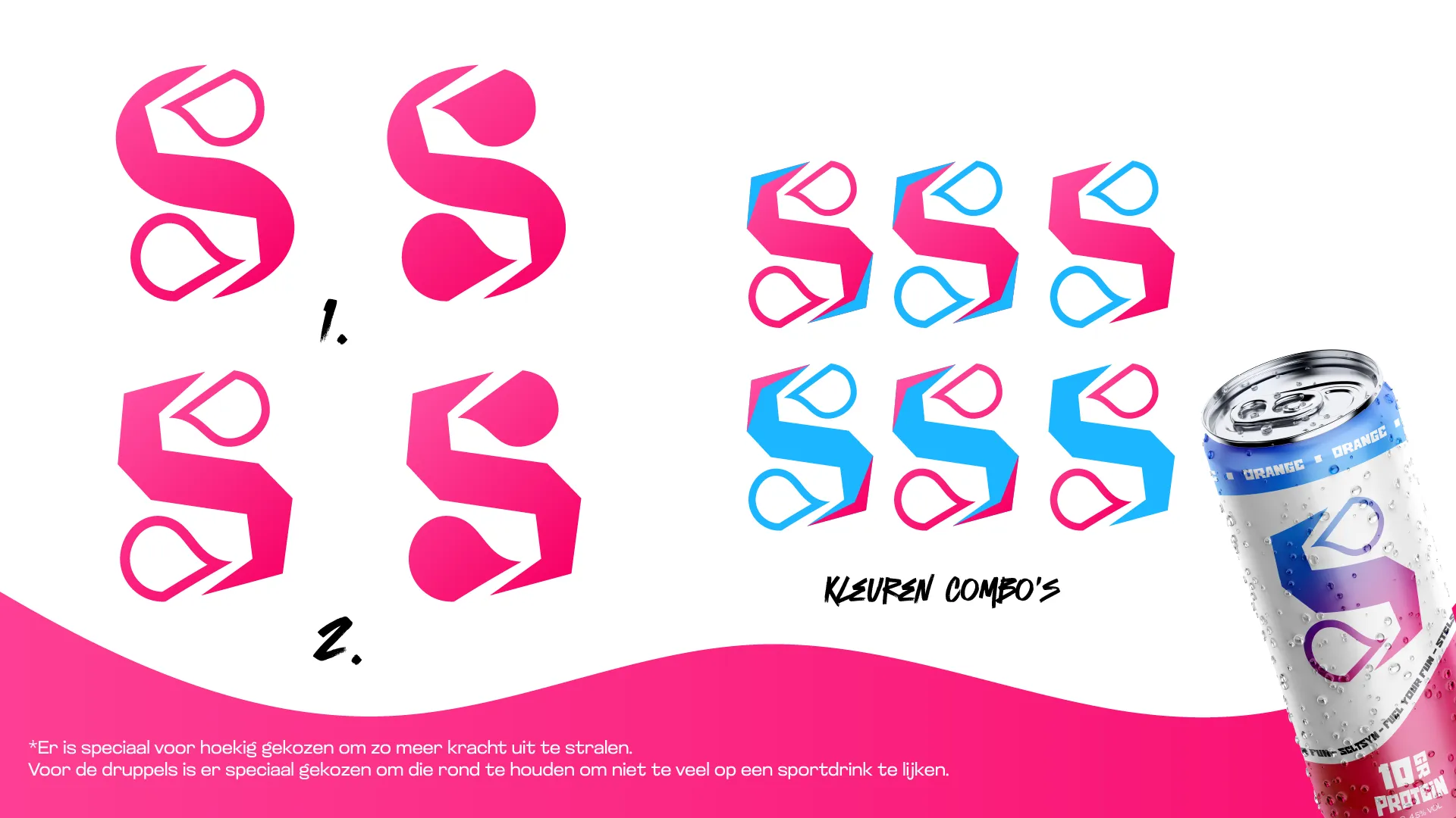 Seltsyn logo schetsen met blikverpakking en pink achtergrond