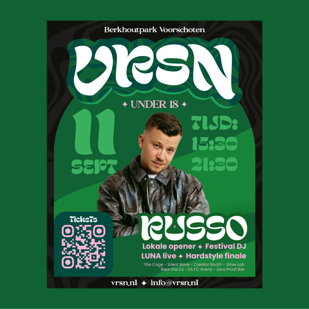 Eerste groen-zwarte posterconcept voor VRSN Under 18