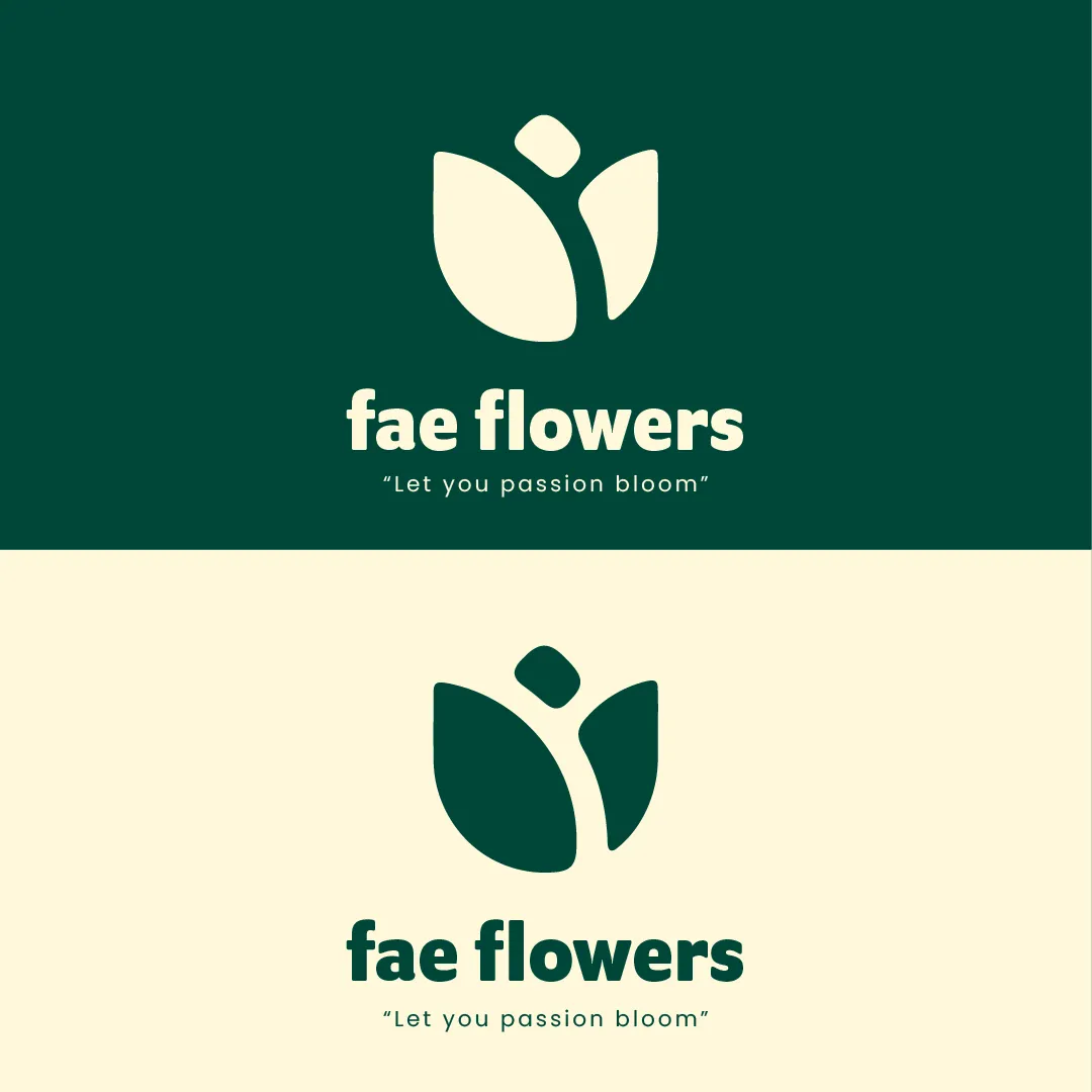 Vereenvoudigde logo-variant van het FAE-concept met focus op herkenbaarheid