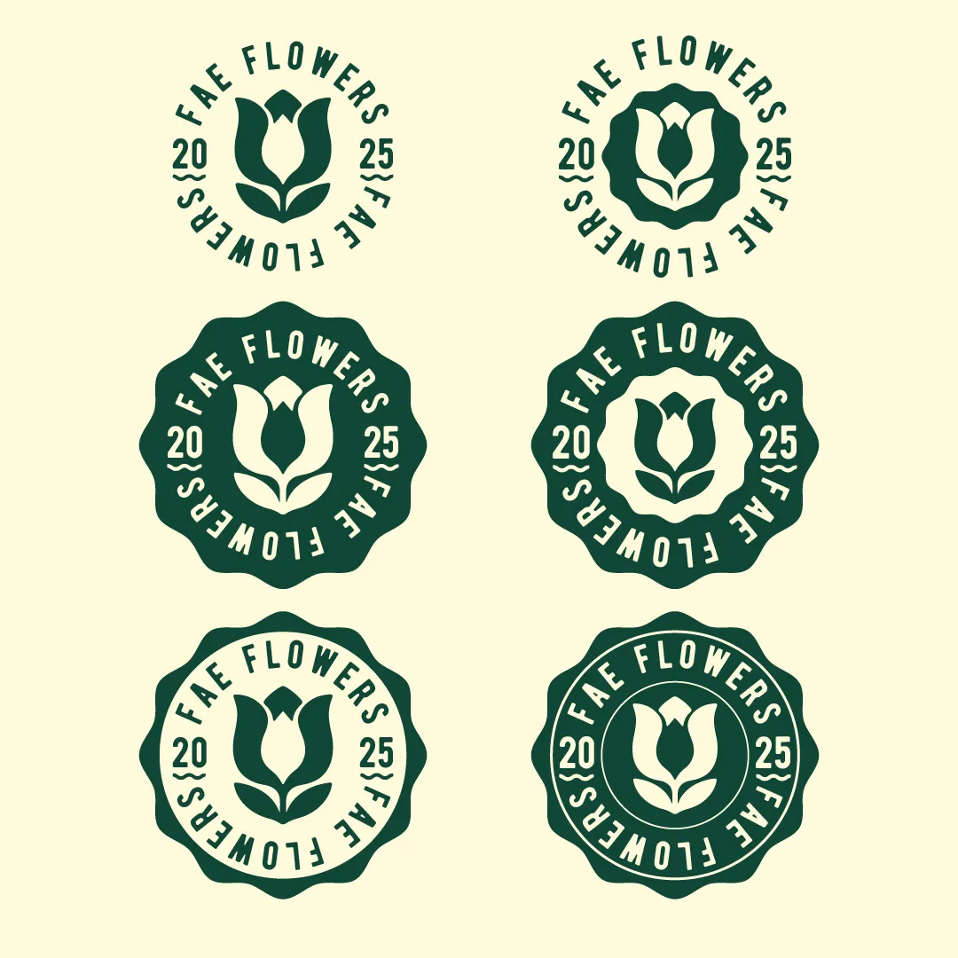 Gedetailleerde tulpillustratie getest binnen verschillende embleemvormen