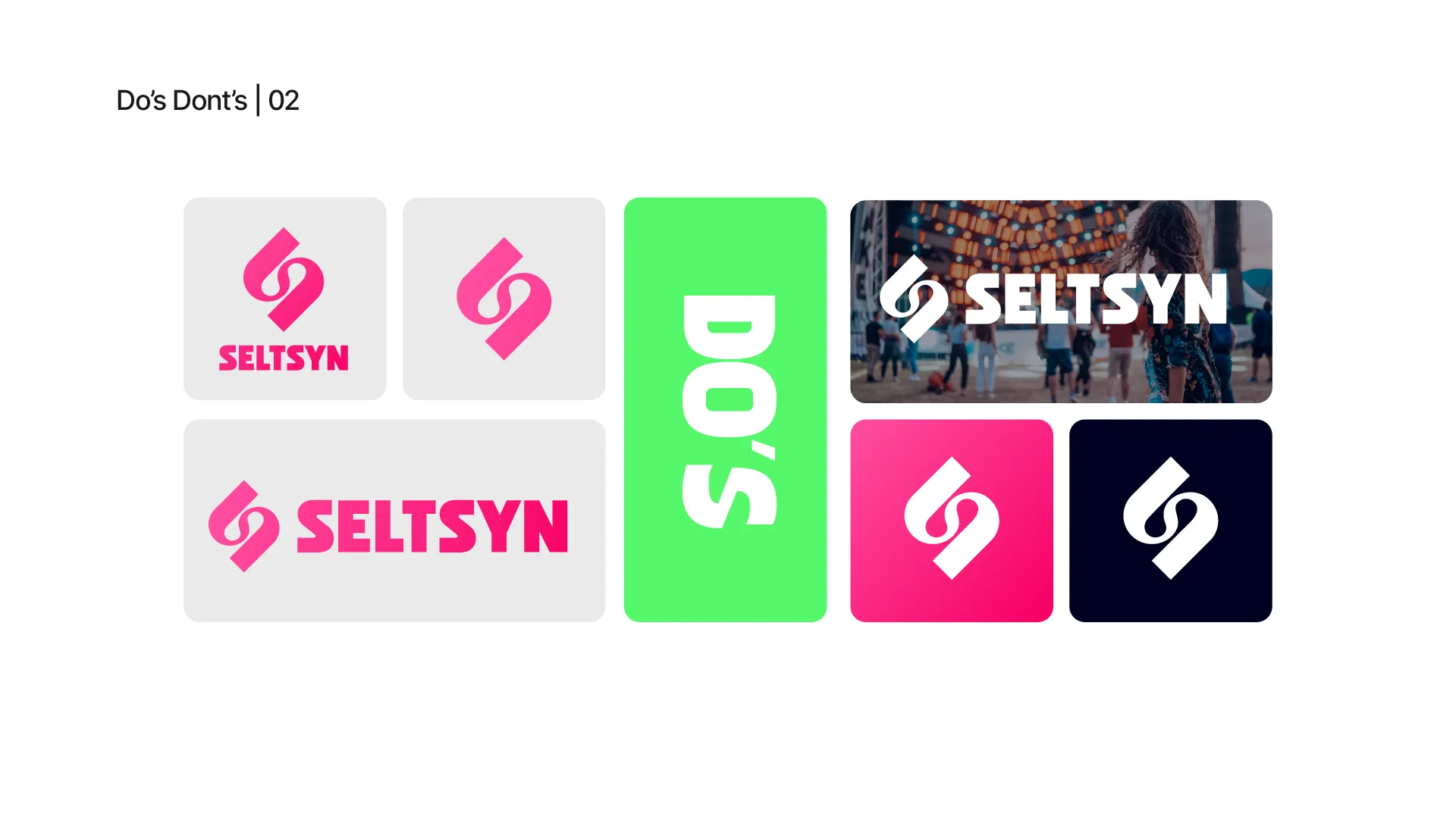 Correcte toepassingen van het Seltsyn logo volgens de brand guidelines